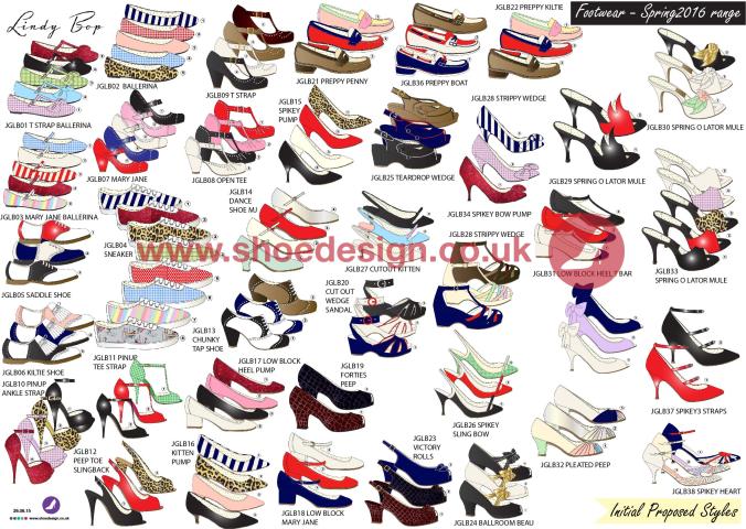 Womens retro footwear linesheet range plan